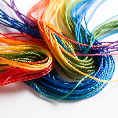 Colorful Twisted Threads on White Background