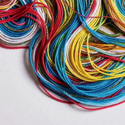 Colorful yarn balls tangled pile