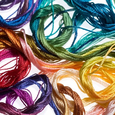 Colorful embroidery threads tangled