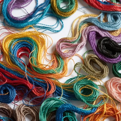 Colorful embroidery floss threads