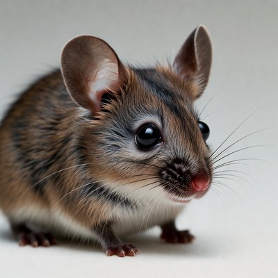 Cute brown mouse on white background