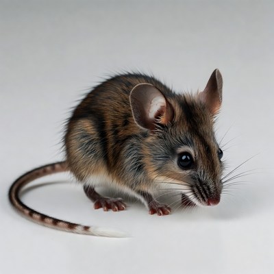 Cute brown mouse on white background