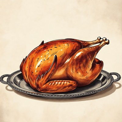 Roasted Turkey on Silver Platter