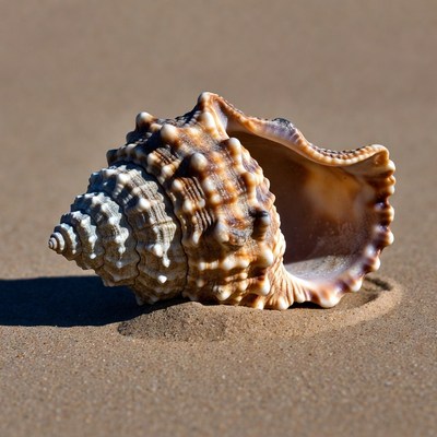 Large Seashell on Sandy Beach