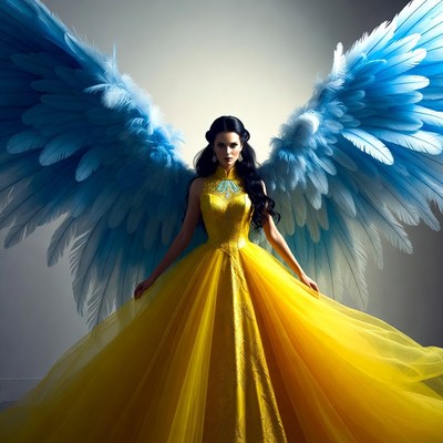 Woman with Blue Angel Wings