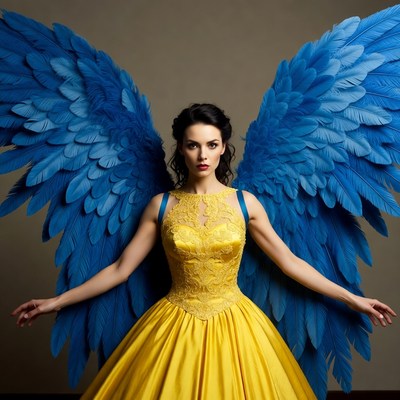Woman with Blue Angel Wings
