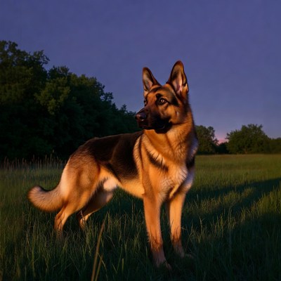 German Shepherd standing in field