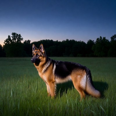German Shepherd standing in grass