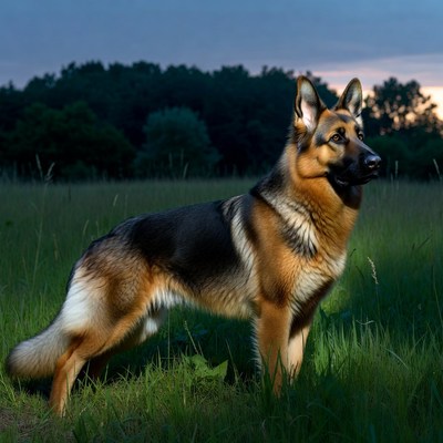 German Shepherd standing in grass
