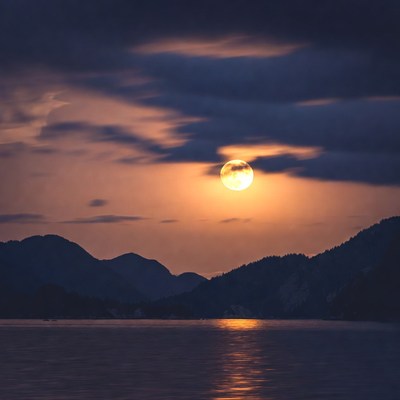 Full Moon Over Mountain Lake