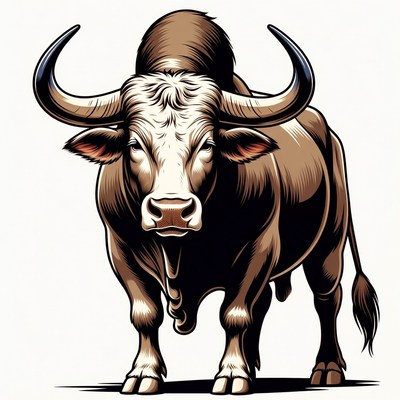 Bull with large horns