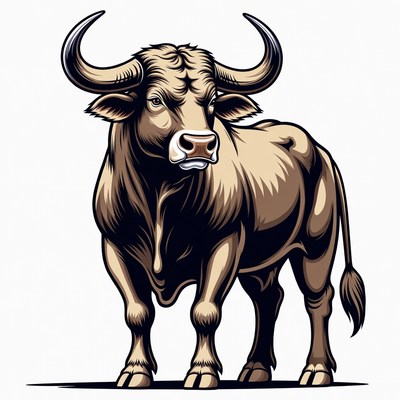 Majestic Brown Bull Illustration
