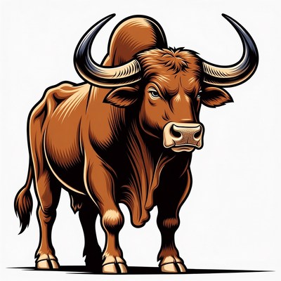 Angry Brown Bull Illustration