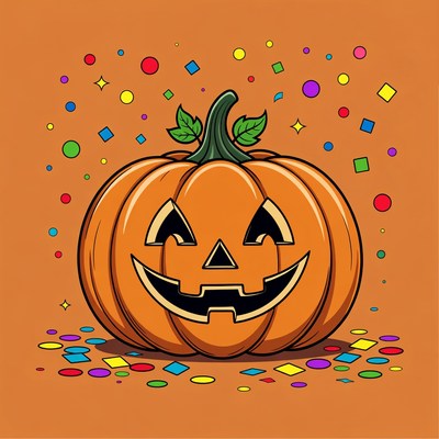 Jack-o'-lantern with colorful confetti