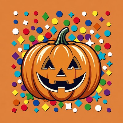 Jack-o'-lantern with colorful confetti