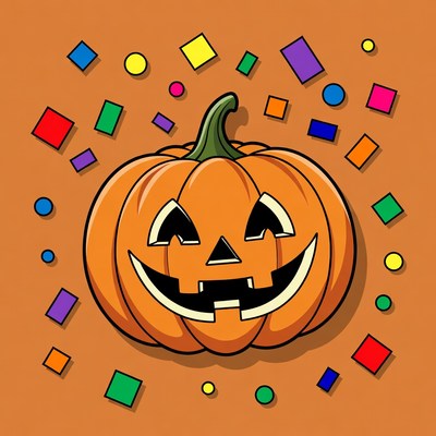 Jack-o'-lantern with colorful confetti