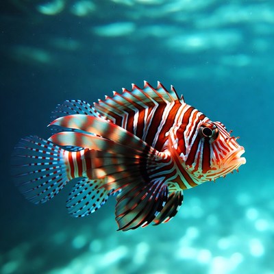 Lionfish Swimming Underwater