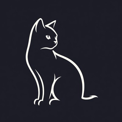 White silhouette cat sitting