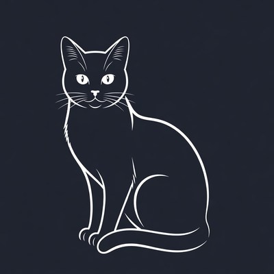 Black silhouette cat sitting