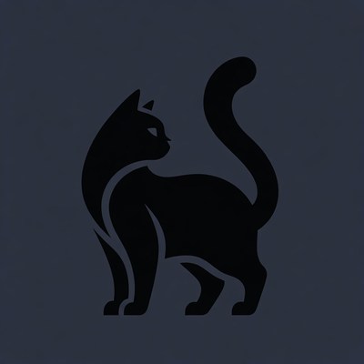 Black silhouette cat illustration