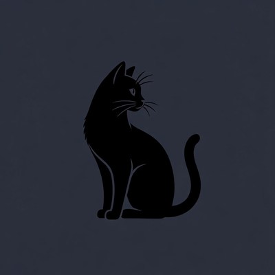 Black silhouette cat sitting