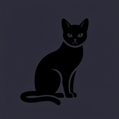 Black silhouette cat sitting