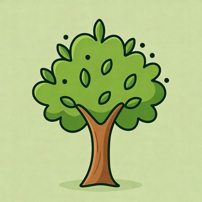 Cartoon Green Tree Illustration