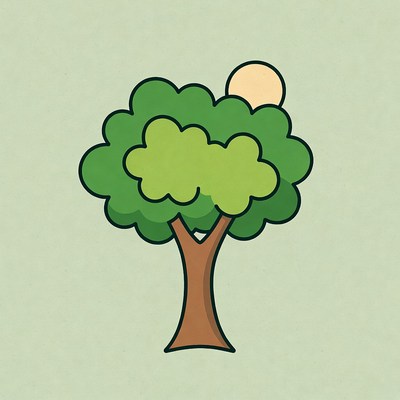 Cartoon Tree with Moon