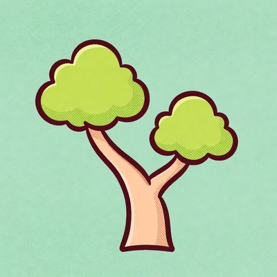 Cartoon Green Tree Illustration