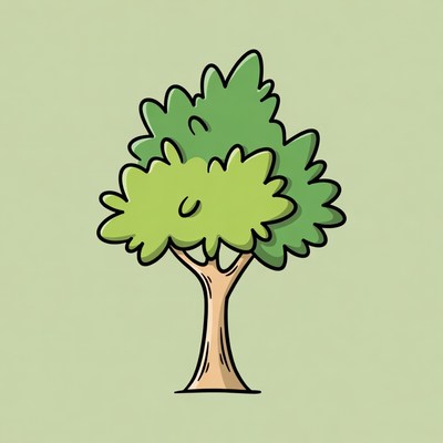 Cartoon green tree illustration