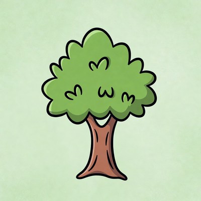 Cartoon Green Tree Illustration