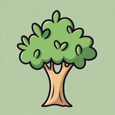 Cartoon Green Tree Illustration