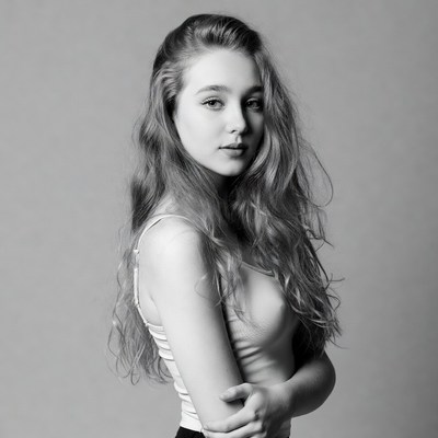 Teen girl with long wavy hair