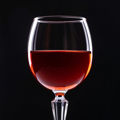 Red Wine Glass on Black Background