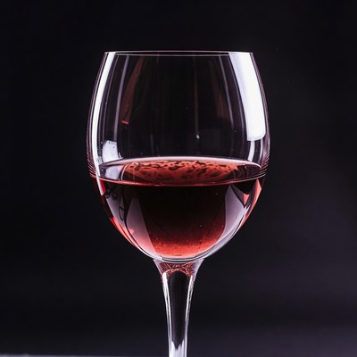 Red Wine Glass on Black Background
