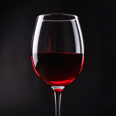 Red Wine Glass on Black Background