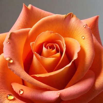 Orange Rose with Water Droplets