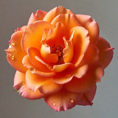 Orange Rose with Water Droplets