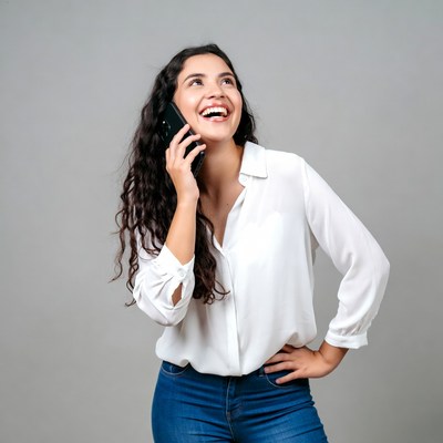 Woman smiling on phone call