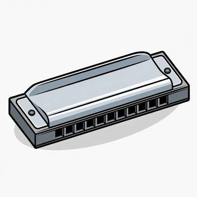 Silver harmonica illustration