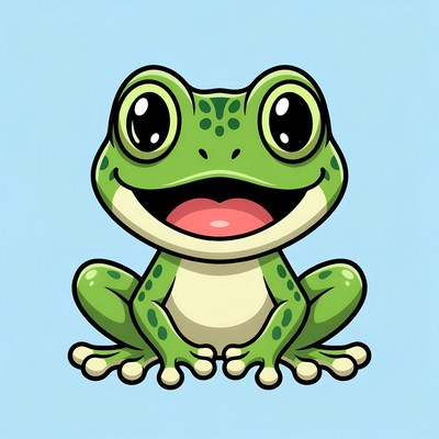 Cute cartoon frog smiling