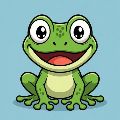 Cartoon green frog smiling