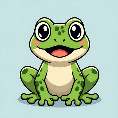 Cute cartoon frog smiling