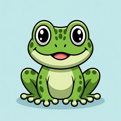 Cute cartoon green frog