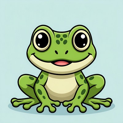 Cute cartoon green frog