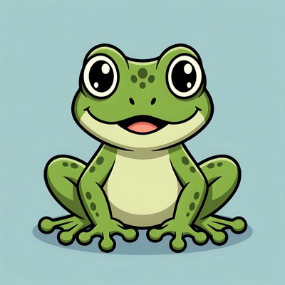 Cute cartoon green frog