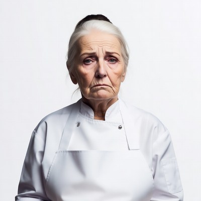 Elderly woman in chef uniform