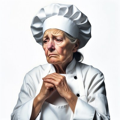Elderly woman chef praying
