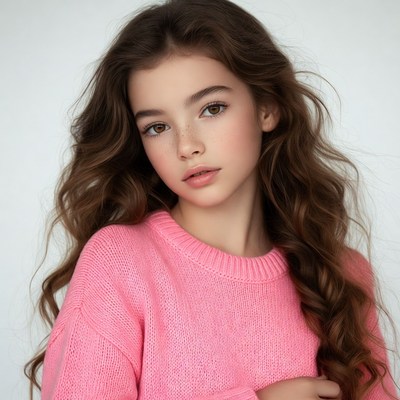 Teen girl with wavy brown hair