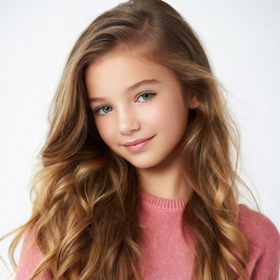 Smiling girl with wavy hair